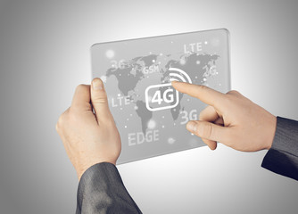 Businessman pushing 4g