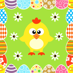 Seamless Easter  background with funny chicken