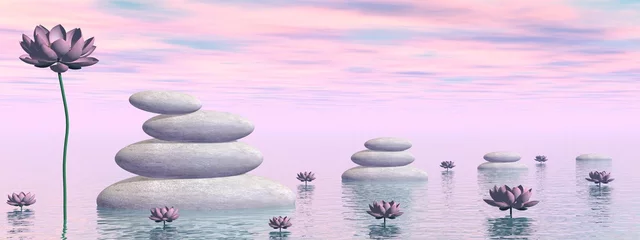 Fototapeten Lila Zen lily flowers - 3D render  © Elenarts