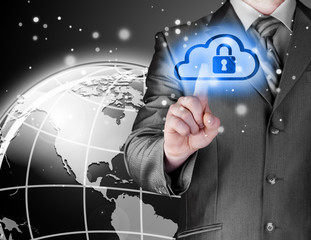 Secure Online Cloud Computing Concept with business man