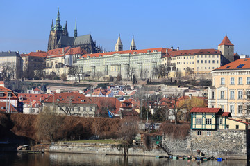 Naklejka na ściany i meble Prague gothic Castle above River Vltava, Czech Republic
