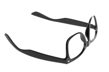black glasses on a white background