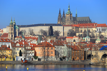 Prague gothic Castle with Charles Bridge, Czech Republic