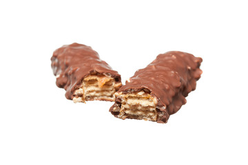 Chocolate bar on white background