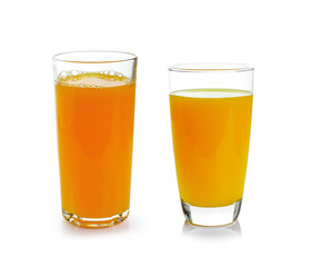 glass of orange juice isolated on white background