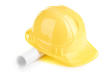 Fototapeta premium yellow helmet and roll paper
