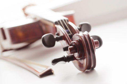 Fragment lying violin closeup