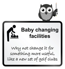 comical baby changing facilities sign