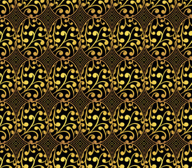 Seamless pattern with golden easter eggs