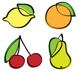 Collection of fruits with leaf