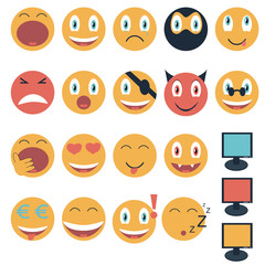 Vintage set of glossy Emoticons