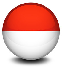 A ball with the flag of Indonesia and Monaco