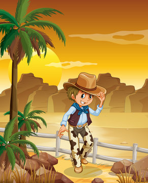 A young cowboy at the desert
