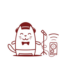 Musician character in costume, hat and bow tie line art