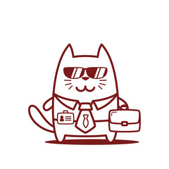 Character businessman in a business suit with a tie and sunglass