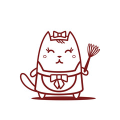 Character maid apron with a bow line art