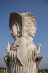 Fototapeta na wymiar 2 sided Buddhism Goddess statue