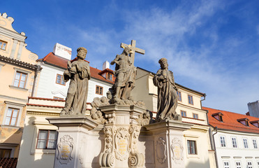 Fototapeta na wymiar Statues on Charles Bridge, Prague, Czech Republic.
