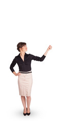 Obraz premium Young lady gesturing with copy space