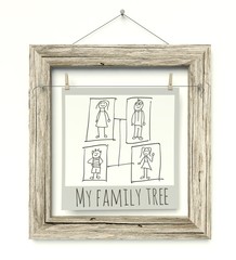 Old wooden photo frame Family Tree