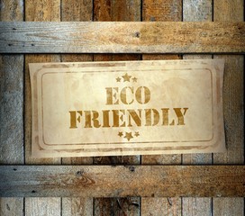 Stamp Eco friendly label old wooden box