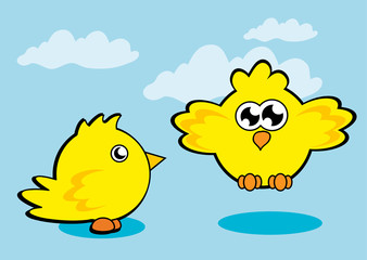 Creative cartoon design of yellow Chicken baby.