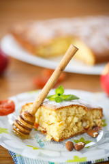 sponge cake with dried apricots and almonds