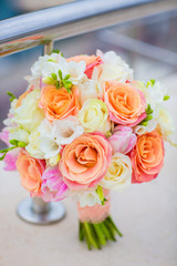 colorful wedding flowers bouquet of bride