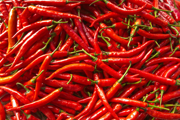 Red chili peppers, closeup view