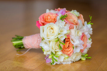 colorful wedding flowers bouquet of bride