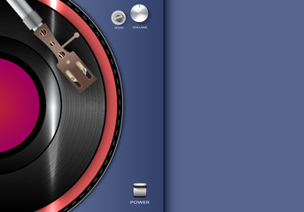 Music Event poster with Vinyl playing gramophone