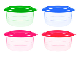 Plastic containers for food isolated on white