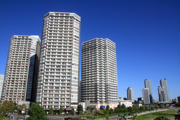 Fototapeta na wymiar Wieżowiec grupa Mieszkanie Yokohama Minato Mirai 21