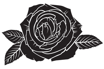 Silhouette lush rose flower