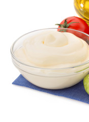 mayonnaise sauce on white background