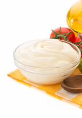 mayonnaise sauce on white background