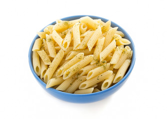 pasta Penne in plate on white background