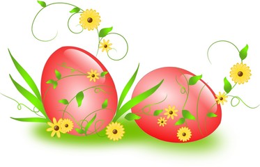 Easter eggs with floral ornaments
