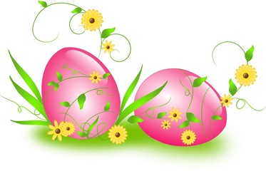 Easter eggs with floral ornaments