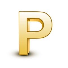3d golden letter P
