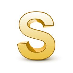 3d golden letter S