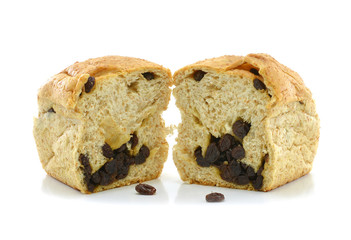raisin bread isolated on white background