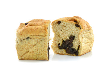 raisin bread isolated on white background