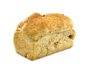 raisin bread isolated on white background