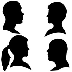 Vector silhouettes of different faces.
