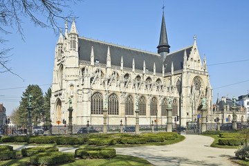 Fototapeta na wymiar Notre Dame du Sablon's Cathedral in Brussels