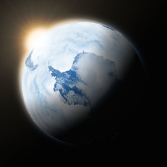 Sun over Antarctica on planet Earth