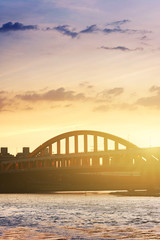 Naklejka premium Cityscape with bridge