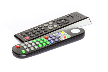 black remote control and white background