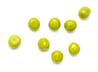 green peas on a white background. macro